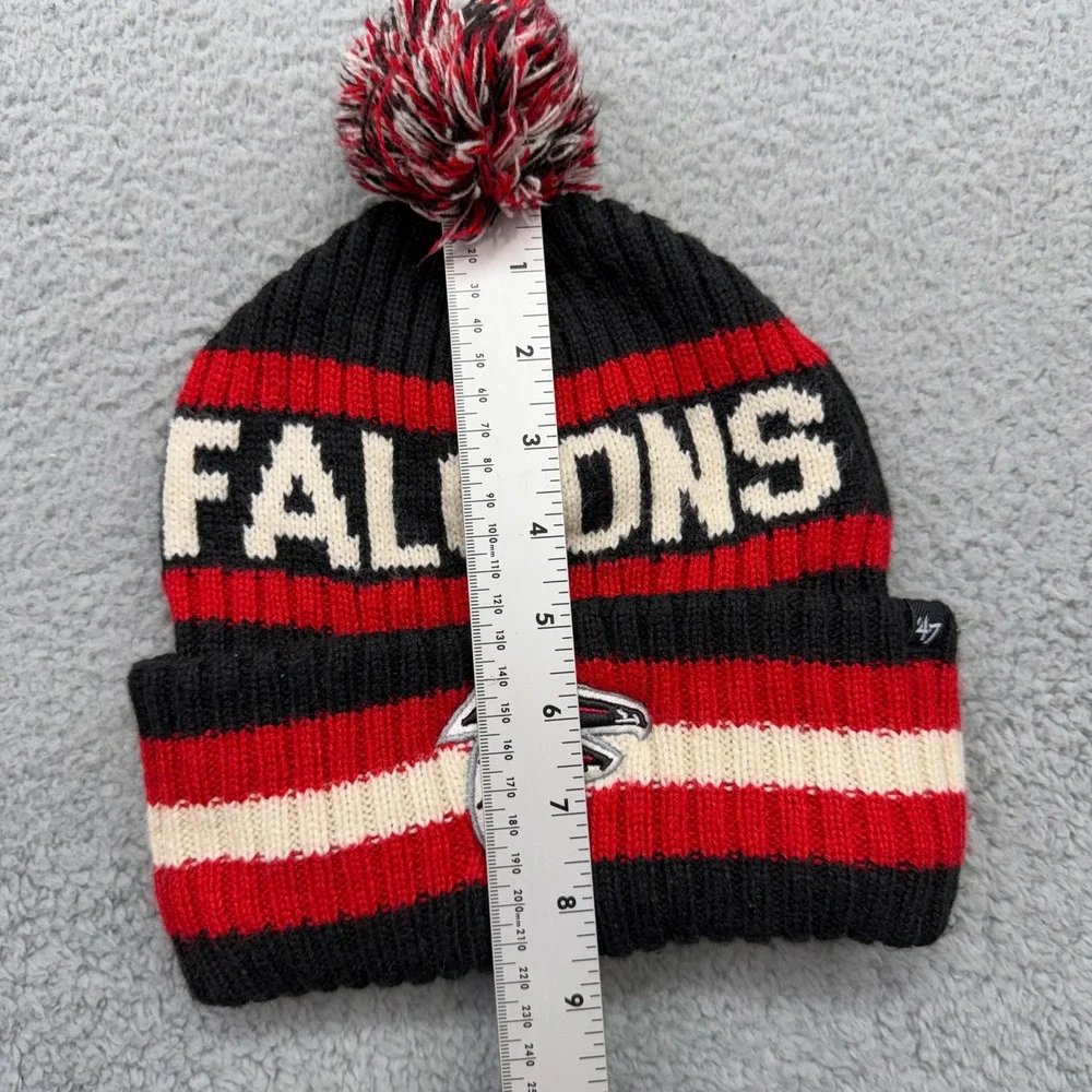 '47 Brand NFL Atlanta‎ Falcons Football Black Red White OSFA Knit Beanie Pom Hat